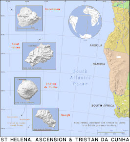 Kaart van Sint-Helena, Ascension en Tristan da Cunha