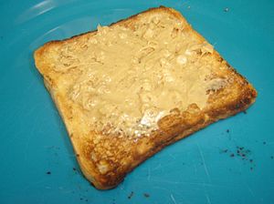 Peanut butter on toast.