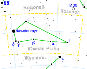 Местоположение γ PsA в созвездии