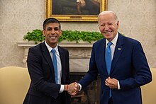 Prime Minister Rishi Sunak and President Joe Biden meet at the White House in June 2023 President Joe Biden meets with Prime Minister Rishi Sunak in the Oval Office.jpg