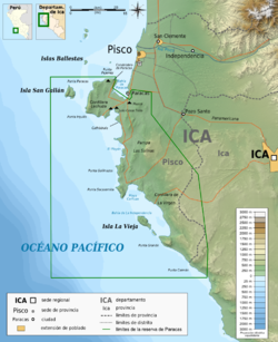 Mapa de la Reserva Nacional de Paracas