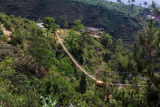 Rope bridge across the valley