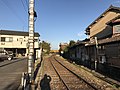 Shimabara Railway carriages and station from Shinchibashi