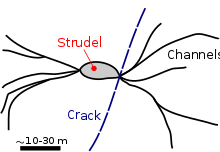 Typical strudel pattern on sea ice.