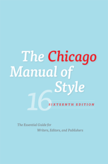 Chicago Manual of Style 16th Edition Book Cover