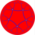 Pavage hyperbolique, avec 5 pentagones autour de chaque sommet.