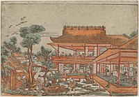 Утаґава Тойохару (1735 — 1814) . Милування місяцем