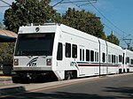 A VTA light rail train at Tasman station