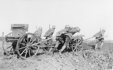 German stormtroopers with a modified Russian M1909 mountain gun, c.1916-1918 WWI German stormtroopers pulling field gun.png