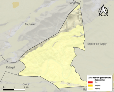 Carte des zones d'aléa retrait-gonflement des argiles.