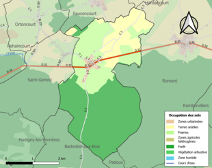 Carte en couleurs présentant l'occupation des sols.