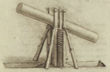 A machine lifting a large stone column, by Leonardo da Vinci. Believed to be sketched based on Herodotus' description A lifting machine by Leonardo da Vinci (from the page f.29r of the Madrid I Codex).png