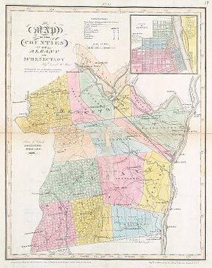 English: Map of Albany and Schenectady countie...