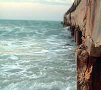 An erosion prevention pier on Anna Maria Island, Florida.