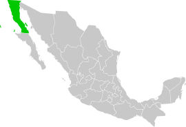 Baja California elhelyezkedése Mexikón belül