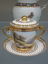 Handpainted bone china cup. England, 1815-1820 BLW Bone China Chocolate Cup.jpg