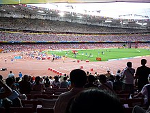 The athletics competition underway at the main stadium of the 2008 Summer Olympics Beijing Olympic Stadium August 15 709713b52c o.jpg
