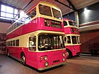 To Belfastbusser som tilhører museet: Til venstre dieselbuss 2857, til høyre trolleybuss 112.