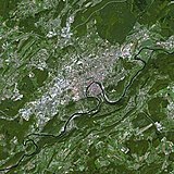 Besançon vu par le satellite Spot.