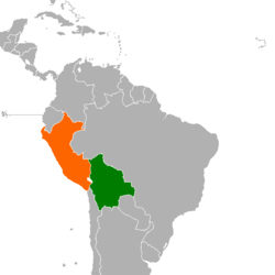 Карта с указанием местоположения Боливии и Перу