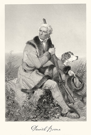 Engraving of Daniel Boone, with autograph at b...