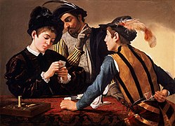 Caravaggio I bari "An drucherion" 1594 Kimbell Art Museum, Fort Worth