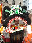 Lion danceer at Chinese New Year festival in Boston's Chinatown