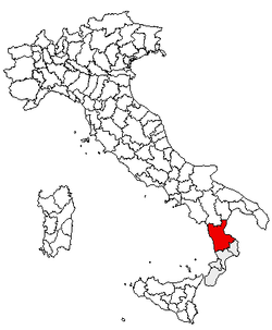 Kartet viser Provinsen Cosenzas plassering i Italia