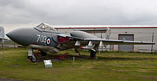 A jet aeroplane on static display