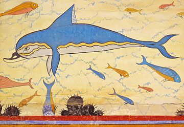Fresque représentant un dauphin, Palais de Knossos (Crète)