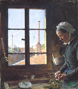 Portrait de sa mère épluchant un navet devant une fenêtre (1887).