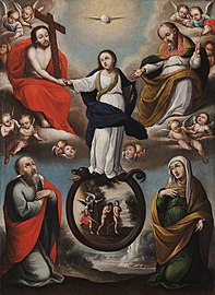 Allegory of the Immaculate Conception (1683) by Gregorio Vásquez de Arce y Ceballos. Colonial Art Museum of Bogotá.[7]