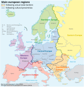 Subdivision of Europe according to the cultural criteria[192][193]