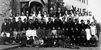 Residential school group, Regina, Saskatchewan, c. 1908