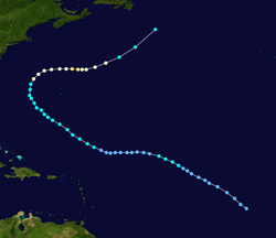 Parcours de l'ouragan Irene