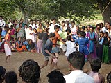 E-11. (Kabaddi, Kho Kho) A game of kabaddi in Bagepalli, Karnataka, India