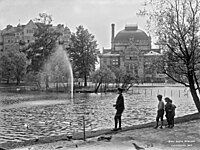 Fountain with the national theater in the background, 1912