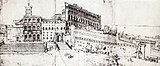 Старая базилика Св. Петра и площадь. Рисунок М. ван Хемскерка. 1530-е гг. Галерея Альбертина, Вена