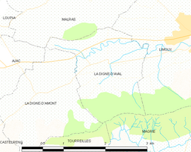 Mapa obce La Digne-d’Aval