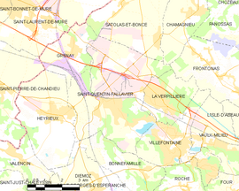 Mapa obce Saint-Quentin-Fallavier