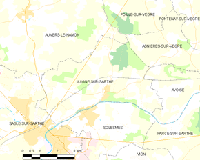 Poziția localității Juigné-sur-Sarthe