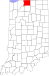 Map of Indiana highlighting St. Joseph County Map of Indiana highlighting Saint Joseph County.svg