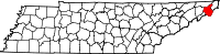 Map of Tennessee highlighting Carter County