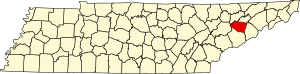 Карта Теннесси с указанием округа Джефферсон