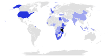 Map highlighting countries Suluhu visited while president Map showing countries President Samia Suluhu of Tanzania has visited.svg