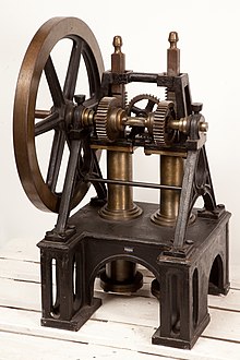 The Barsanti-Matteucci engine, the first proper internal combustion engine. Motore a combustione interna Barsanti - Matteucci - Museo scienza tecnologia Milano 08149 2012.jpg