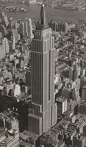 The Empire State Building in the 1940s, towering above its neighbors in Midtown Manhattan