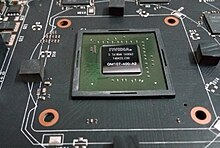 Maxwell 107 chip on GTX 750 Ti graphics card with heatsink removed Nvidia maxwell-chip.jpg