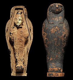 Figurine of a Corn mummy and its sarcophagus (Ptolemaic period).