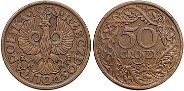 50 groszy 1938 ze starym orłem w brązie